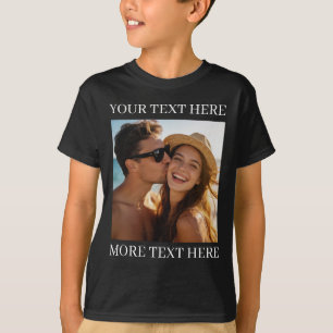 Personalized Photo and Text Black T-Shirt