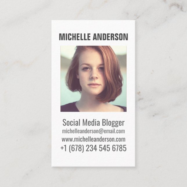 Personalized photo and text business card (Front)
