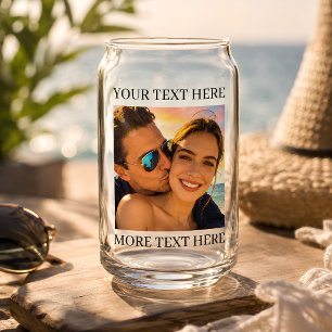 Personalized Photo and Text Can Glass