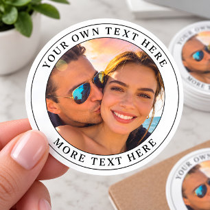 Personalized Photo and Text Classic Round Sticker