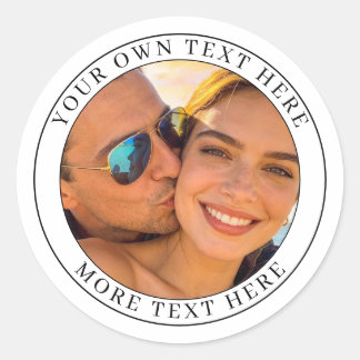 Personalized Photo and Text Classic Round Sticker