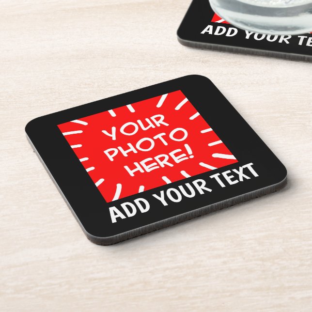Personalized photo and text coaster (Left Side)