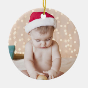 Personalized Photo and Text Custom Christmas Ceramic Ornament