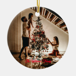 Personalized Photo and Text Custom Family  Ceramic Ornament