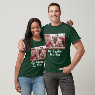 Personalized Photo and Text Dark Green T-Shirt