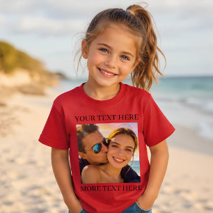 Personalized Photo and Text Deep Red T-Shirt