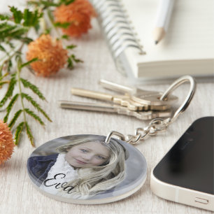 Personalized Photo and Text Double Sided Keychain
