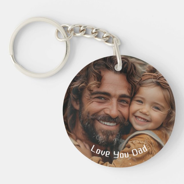 Personalized Photo and Text - Father's Day Keychain (Front)