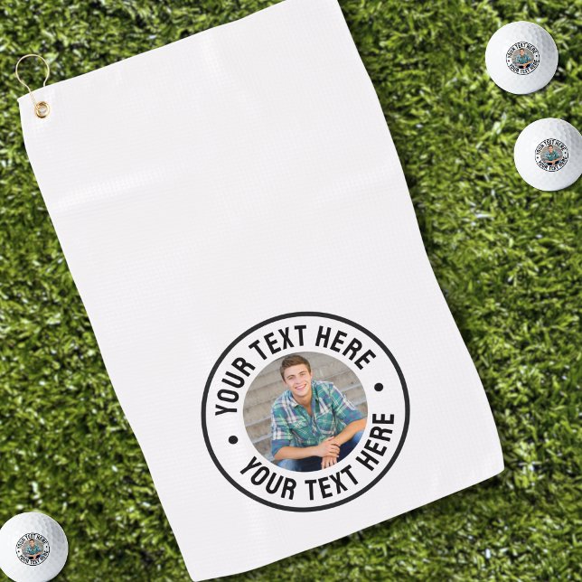 Personalized Photo And Text Golf Towel (Create your Own Photo Golf Towel )