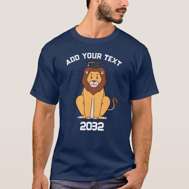 Personalized Photo and text Graduation Navy Blue T-Shirt (Front)