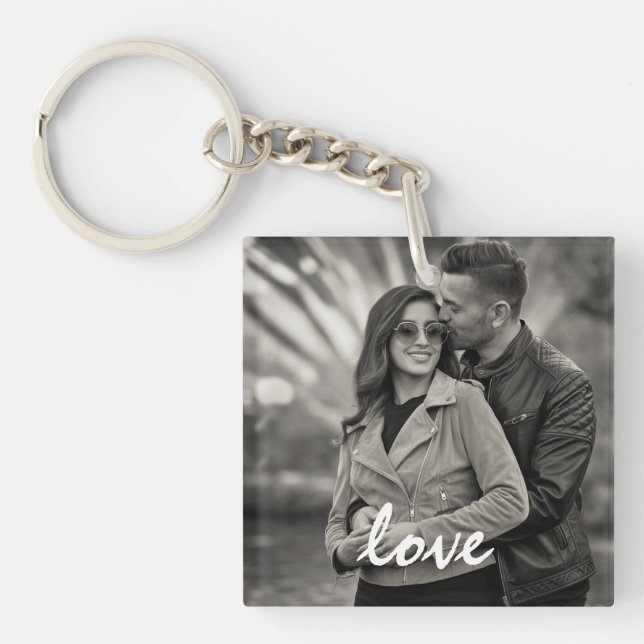 Personalized Photo and Text Happy Valentine's Day Keychain (Front)