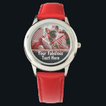 Personalized Photo and Text Hearts Watch<br><div class="desc">Personalized Photo and Text Hearts Cute and Funny Kids Watch with bubbly red and pink hearts</div>
