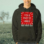 Personalized photo and text hoodie<br><div class="desc">Create your own unique hoodie design with this Personalized black Photo and Text Hoodie template. Make your own stylish and funny gift by adding your custom photos, text and any image, on front and / or back. Choose between thousand font styles and make your own typography design, add geometric shapes...</div>