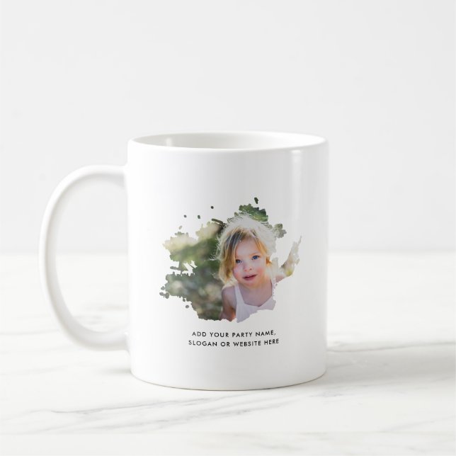 Personalized Photo and Text Ink Spot Coffee Mug (Left)