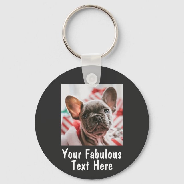 Personalized photo and text keychain (Front)