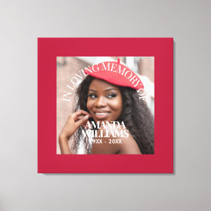 Personalized Photo and Text Memorial Red Canvas Print