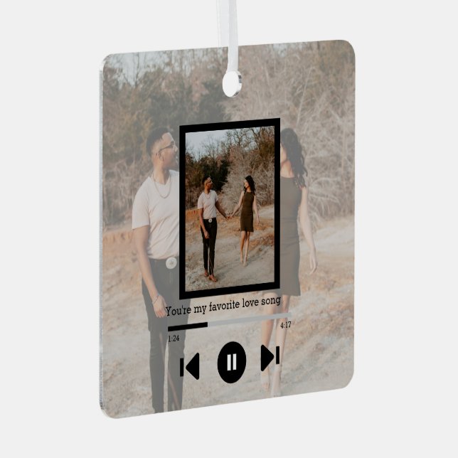 Personalized Photo and Text Music Player Metal Ornament (Front Right)