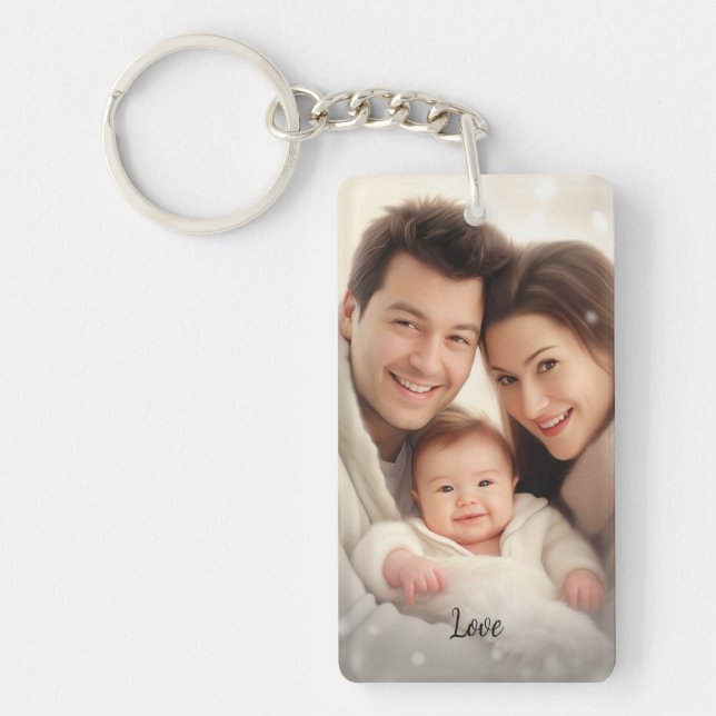 Personalized Photo and Text Photo Acrylic Keychain (Front)