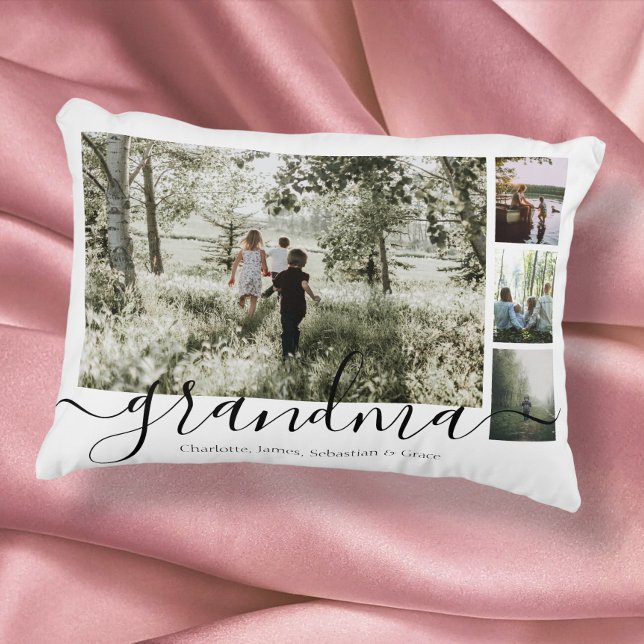 Personalized Photo and Text Photo Collage Family Accent Pillow (Creator Uploaded)