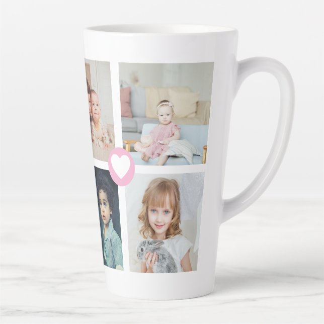 Personalized Photo and Text Photo Collage Family Latte Mug (Right)