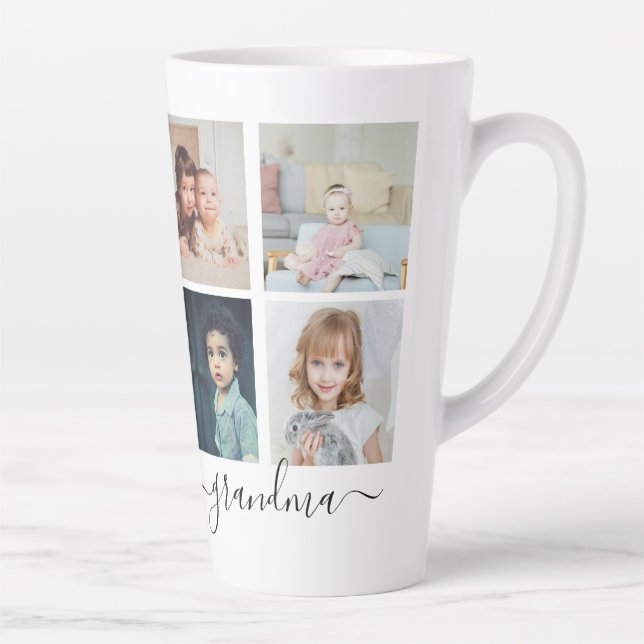 Personalized Photo and Text Photo Collage Family Latte Mug (Right)