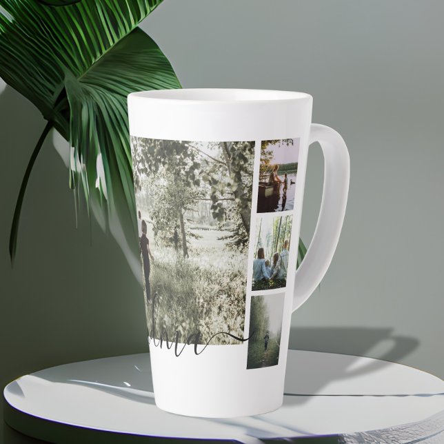 Personalized Photo and Text Photo Collage Family Latte Mug (Creator Uploaded)