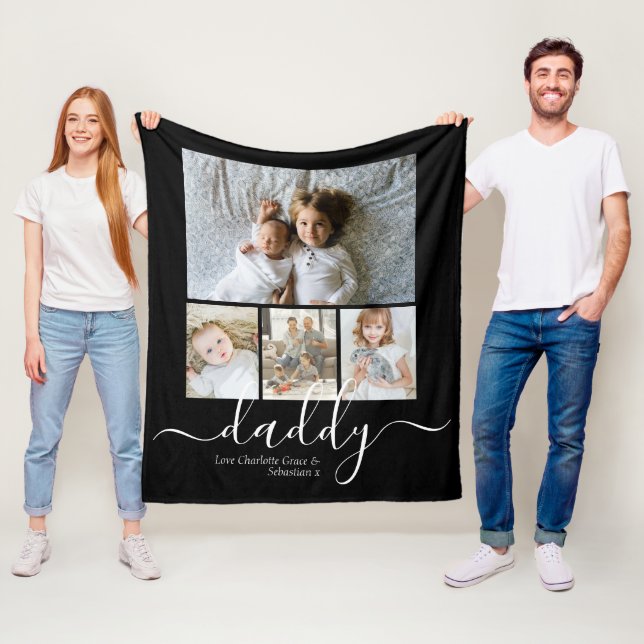 Personalized Photo and Text Photo Collage Fleece Blanket (In Situ)