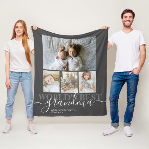 Personalized Photo and Text Photo Collage Fleece Blanket