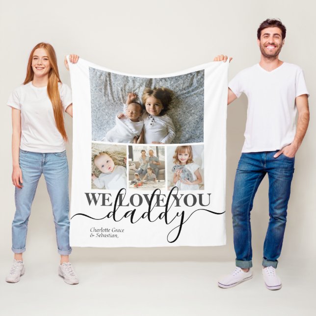 Personalized Photo and Text Photo Collage Fleece Blanket (In Situ)