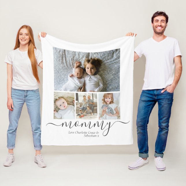 Personalized Photo and Text Photo Collage Fleece Blanket (In Situ)