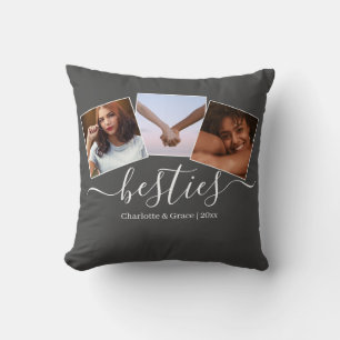 Personalized Photo and Text Photo Collage Friends Throw Pillow