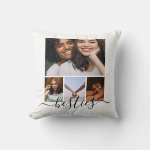 Personalized Photo and Text Photo Collage Friends Throw Pillow