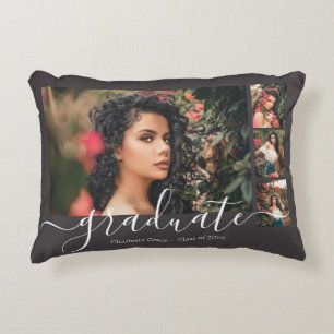 Personalized Photo and Text Photo Collage Graduare Accent Pillow