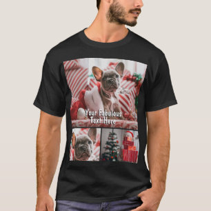 Personalized Photo and Text Photo Collage Grid T-Shirt