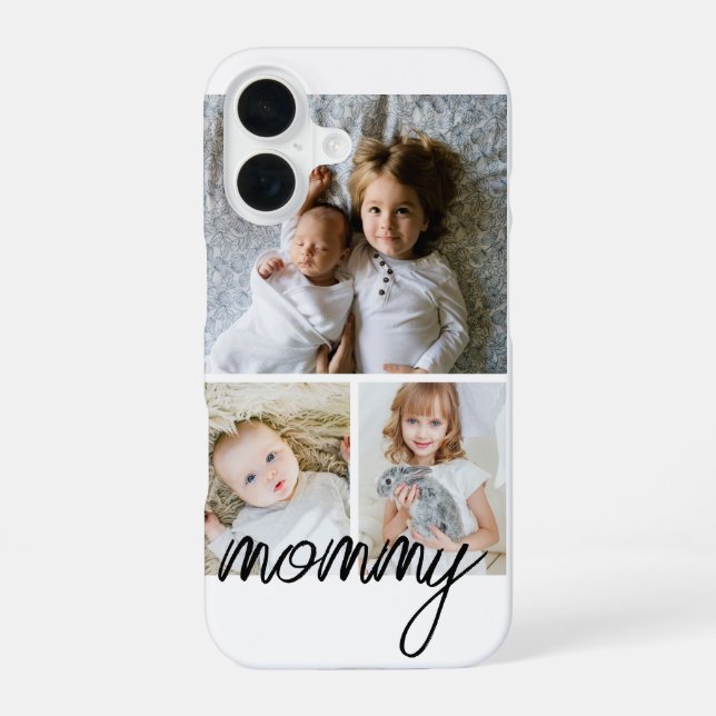 Personalized Photo and Text Photo Collage iPhone 16 Case (Back)