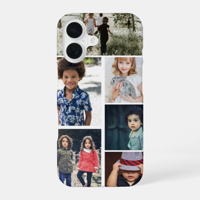 Personalized Photo and Text Photo Collage iPhone 16 Case (Back)