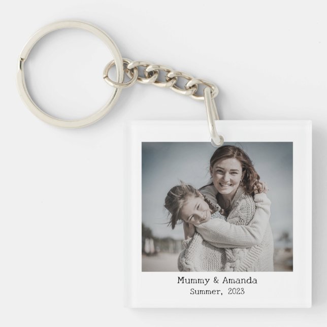 Personalized Photo and Text Photo Collage Key Ring (Front)