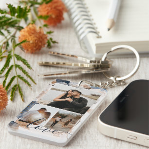 Personalized Photo and Text Photo Collage  Keychain