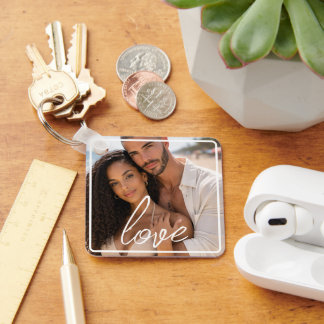 Personalized Photo and Text Photo Collage Keychain