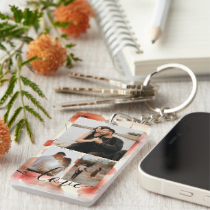 Personalized Photo and Text Photo Collage  Keychain