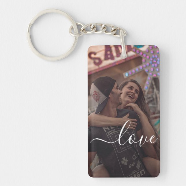 Personalized Photo and Text Photo Collage Keychain (Front)