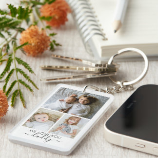 Personalized Photo and Text Photo Collage Keychain