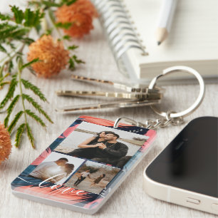 Personalized Photo and Text Photo Collage  Keychain
