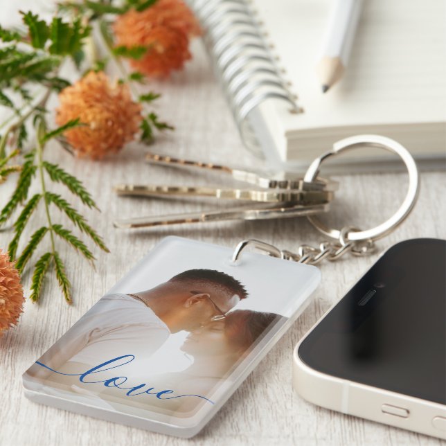 Personalized Photo and Text Photo Collage Keychain (Front Right)