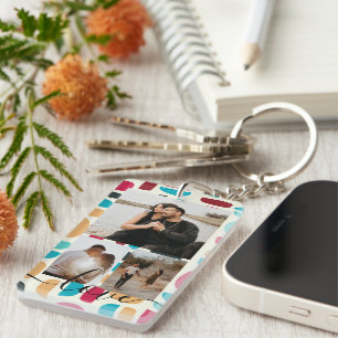 Personalized Photo and Text Photo Collage  Keychain