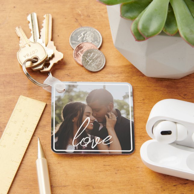 Personalized Photo and Text Photo Collage Keychain (Desk)