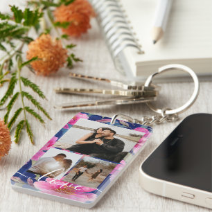 Personalized Photo and Text Photo Collage  Keychain