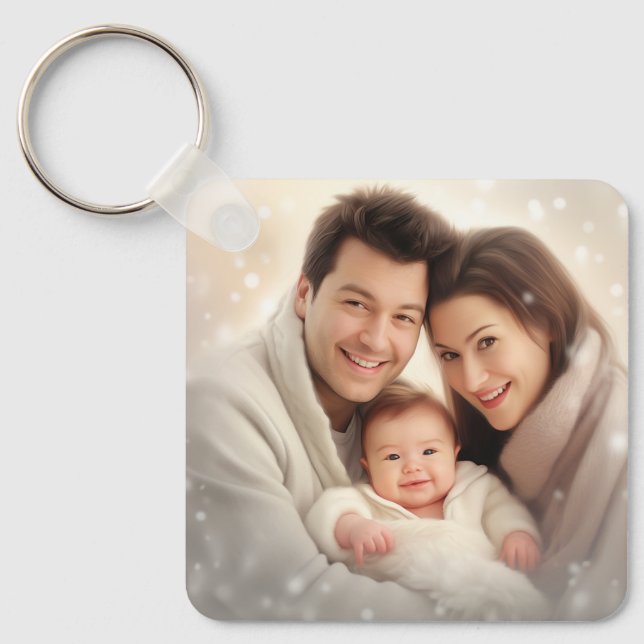 Personalized Photo and Text Photo Collage Keychain (Front)