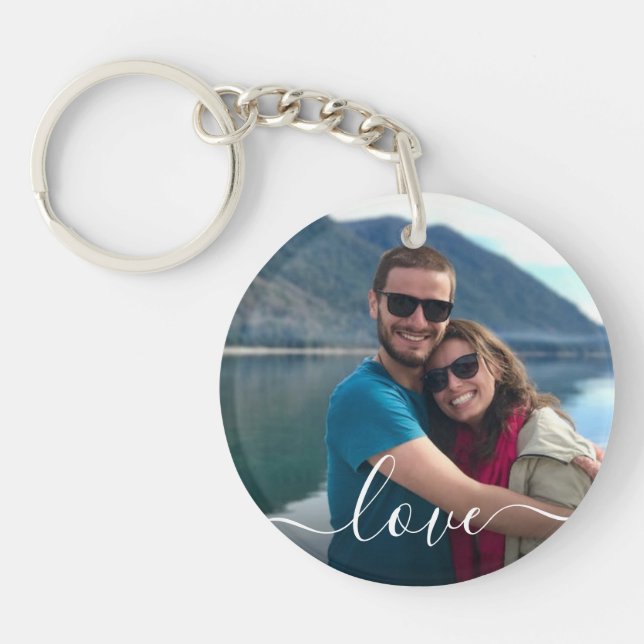 Personalized Photo and Text Photo Collage Keychain (Front)