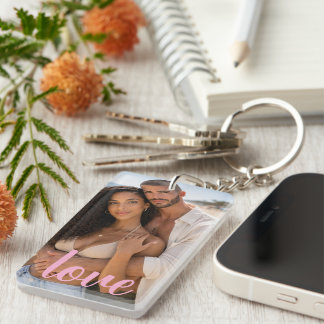 Personalized Photo and Text Photo Collage Keychain